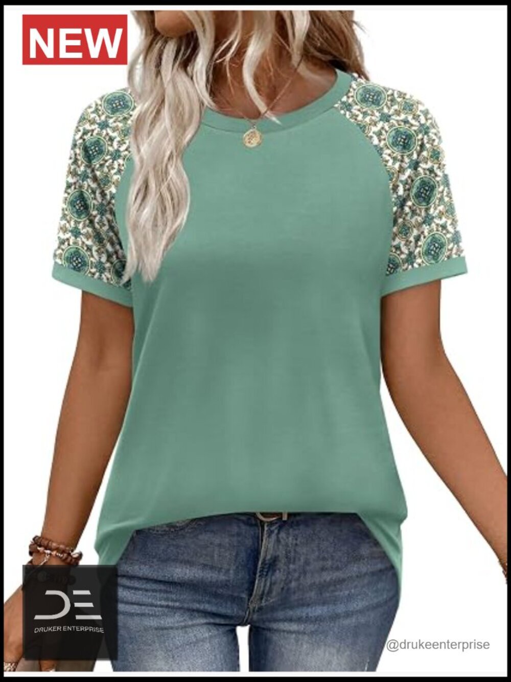 Color Block Raglan Sleeve Tee - Loose Fit Tunic Top Button Down Pullover Casual